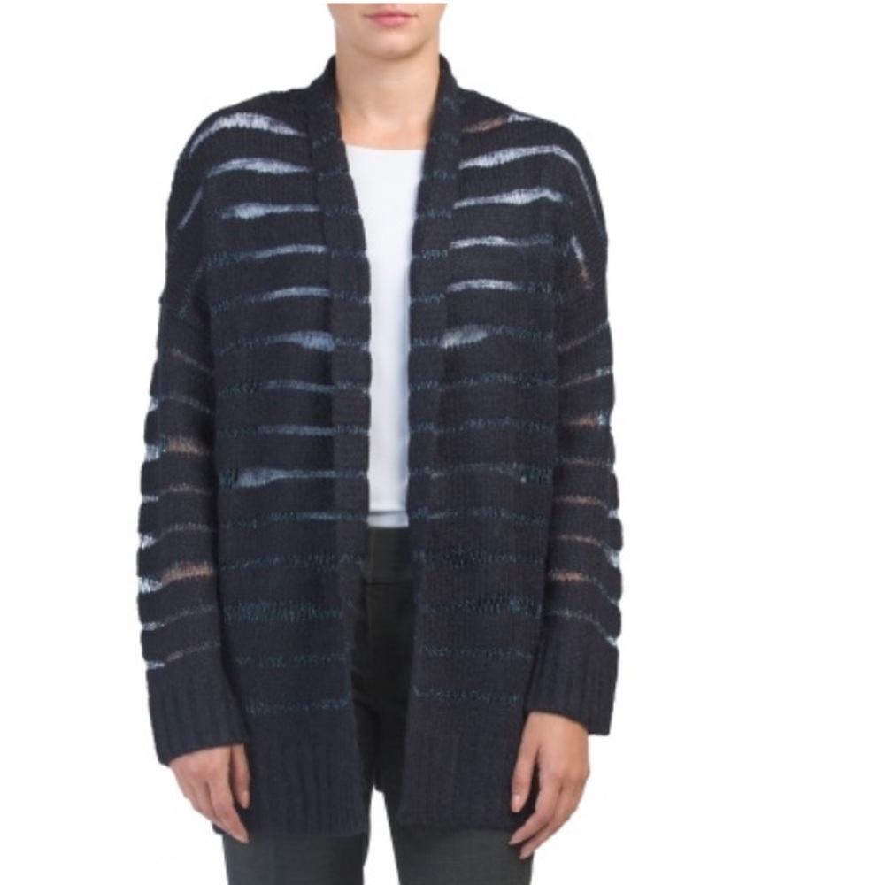 NYDJ metallic striped cardigan NWT l/xl navy